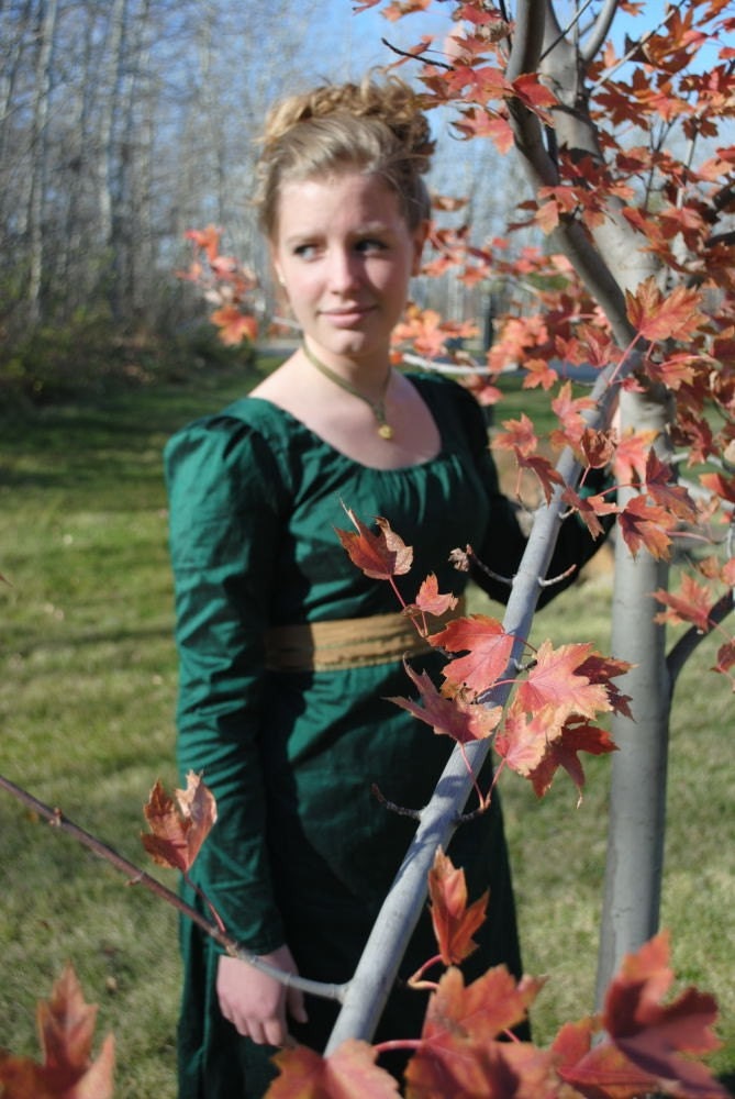 CUSTOM Silk Jane Austen Style Gown with sash and fichu CUSTOM