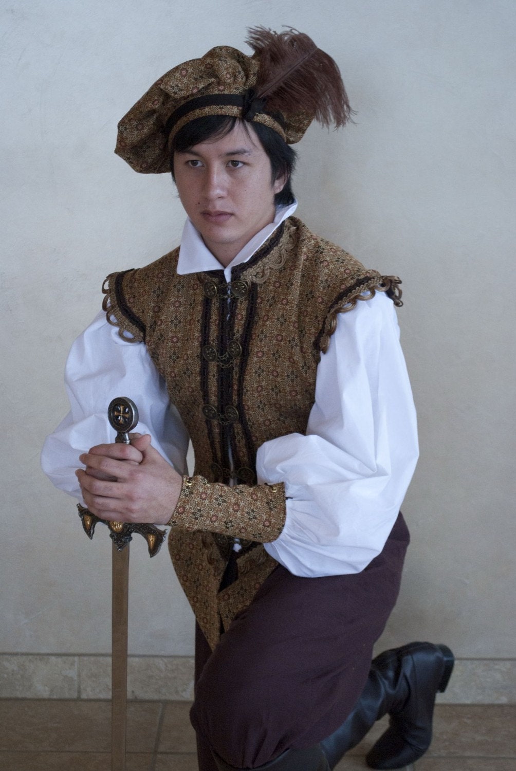 Renaissance Noblemen Jerkin Tudor Hunting outfit with hat, bracers and pants CUSTOM