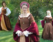 Renaissance Court Tudor dress costume in Black, Gold with 4 pieces by MattiOnline on Etsy CUSTOM