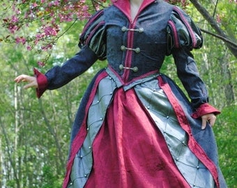 CUSTOM Tudor Court Renaissance High Collared Riding Dress Outfit Costume- 4 pieces include 2 skirts, jacket and hat