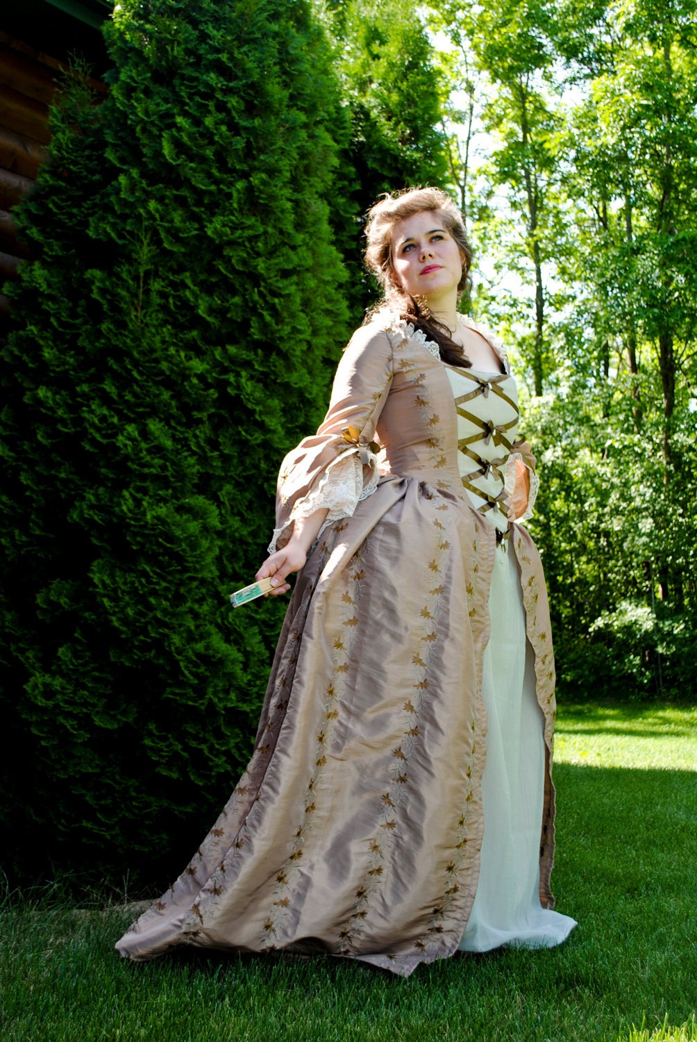 CUSTOM Colonial 18th Century Rococo Dress Gown 1700s outfit embroidered taffeta