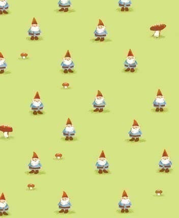 Munki Munki, Garden Gnomes in Green on Flannel, 1 Sleeve