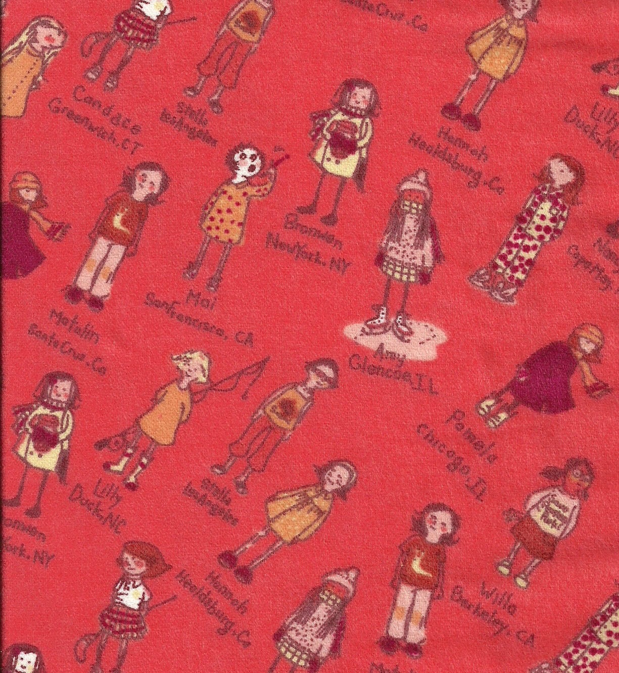 Heather Ross, Munki Munki, USA Girls on Bamboo Flannel, 1 Front Panel