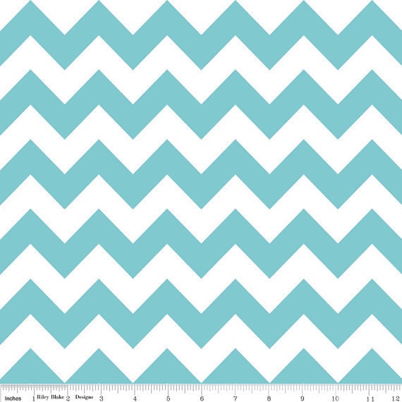 Riley Blake, CHEVRON STRIPES in Aqua, 1/2 yard