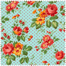 Annie's Farm Stand, Lakehouse, Red and Aqua, 1/2 Yard Bundle of 11