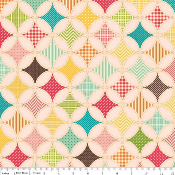 Riley Blake, FLY A KITE, October Afternoon, Ice Cream Designer Cloth in Pink, 1/2 Yard