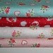 Japanese, Lecien, OLD NEW 30'S, Floral Hearts in Aqua, Red and Pink, Fat Quarter Bundle of 3