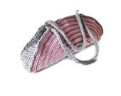OOAK, Crochet Bag, Clutch, Colorful, Pink, Gray,  Shabby, Chic, Circle, Striped, Trendy,Romantic, Summer, Striped Handbag, Retro,