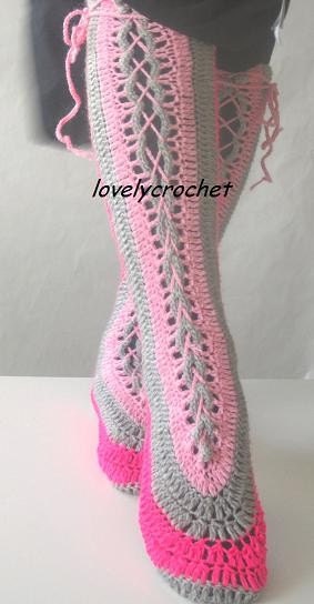 Overknee Socks/Slippers in grey,pink and rose