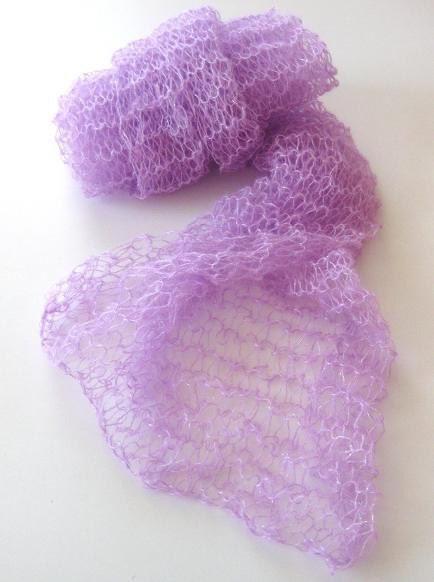 Beautiful Romantic Angora Rectiangle Shawl, Neckwarmer in Orchid -Lavender - soft purple