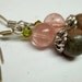 Pink and green jasper pink glass bead earrings