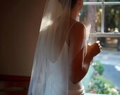 Cascading Fingertip Wedding Bridal Veil 39 inches white, ivory or diamond