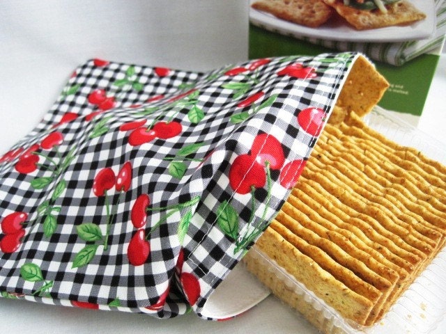 Cherry Gingham Large Reusable Bag