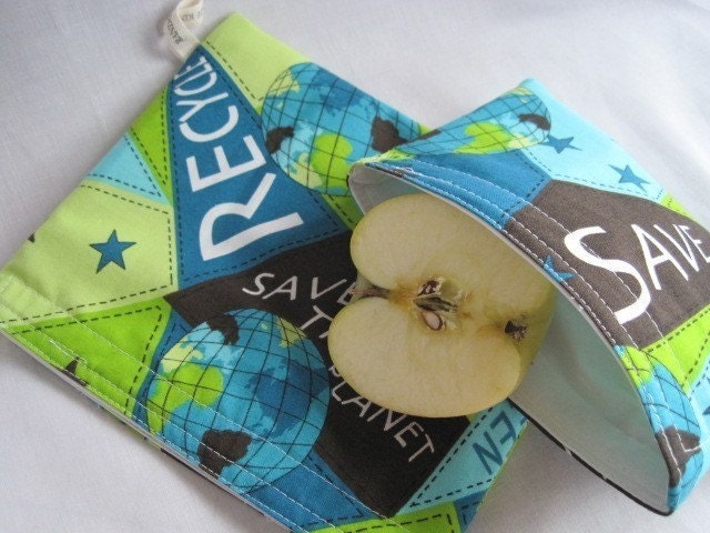 Save the Planet Sandwich and Snack Bag Set of 2, Reusable