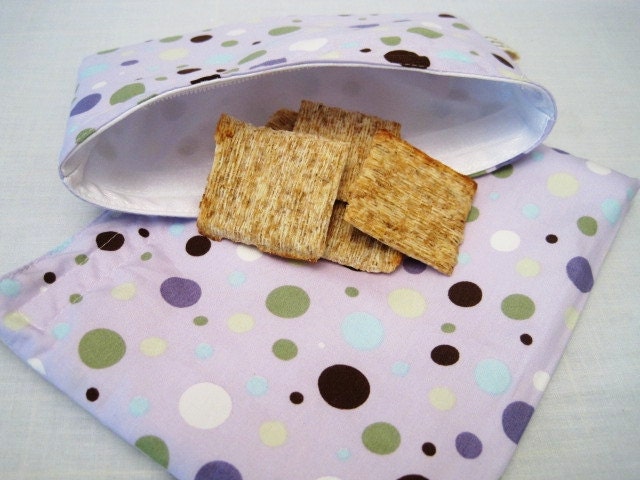 Moss and Mocha Dots Reusable Sandwich and Snack Bag Set