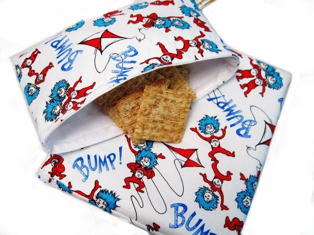 Thing 1 and Thing 2 Reusable Sandwich and Snack Bag Set