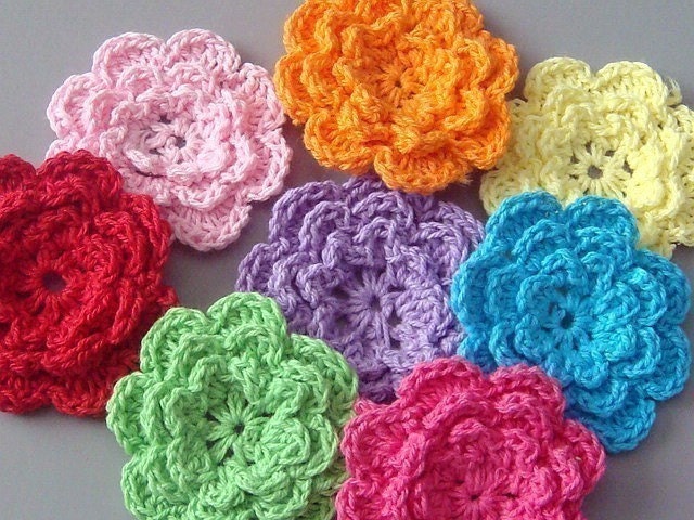 40pcs 2 inch Handmade Crochet Flower Appliques..... 8 Colors EA136