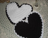 Set of Two Crocheted Heart Coasters