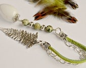 Pendulum - White Agate and Rhyolite Sterling Silver  - Native Series