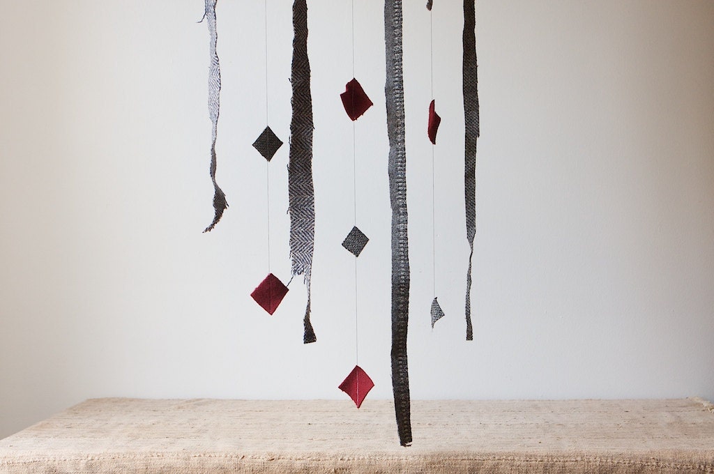 Sewn Felt Scrap Mobile with Vintage Hanger