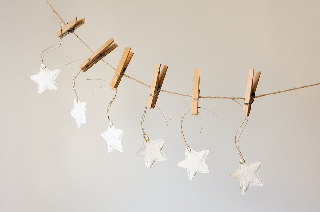 Handmade Paper Gift Tags, Cinnamon Mint Stars, Set of 6