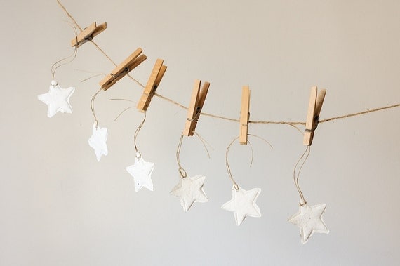 Handmade Paper Gift Tags, Cinnamon Mint Stars, Set of 6