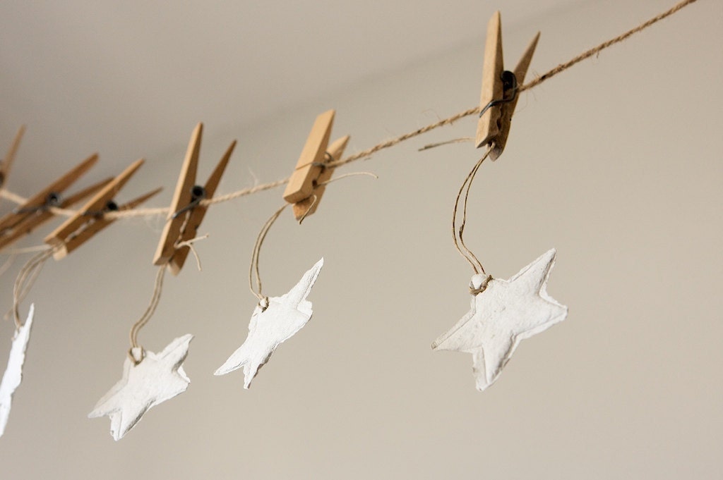 Handmade Paper Gift Tags, Cinnamon Mint Stars, Set of 6