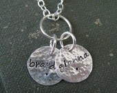 Hand Stamped Personalized Necklace - Sterling Silver Mommy Jewelry -  Name Tags