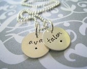 Personalized Necklace - Hand Stamped Sterling Silver Custom Jewelry - Simple and Sweet Duo