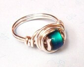 Etsy Jewelry - Mood Ring - Mood Bead Ring - Sterling Silver Ring - Wire Wrapped Ring