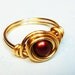 Red Pearl Ring - Cherry Red Freshwater Pearl Ring - 14k Gold Ring - Wire Wrapped Ring