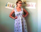Reconstructed vintage dress floral prairie purple white - Sale