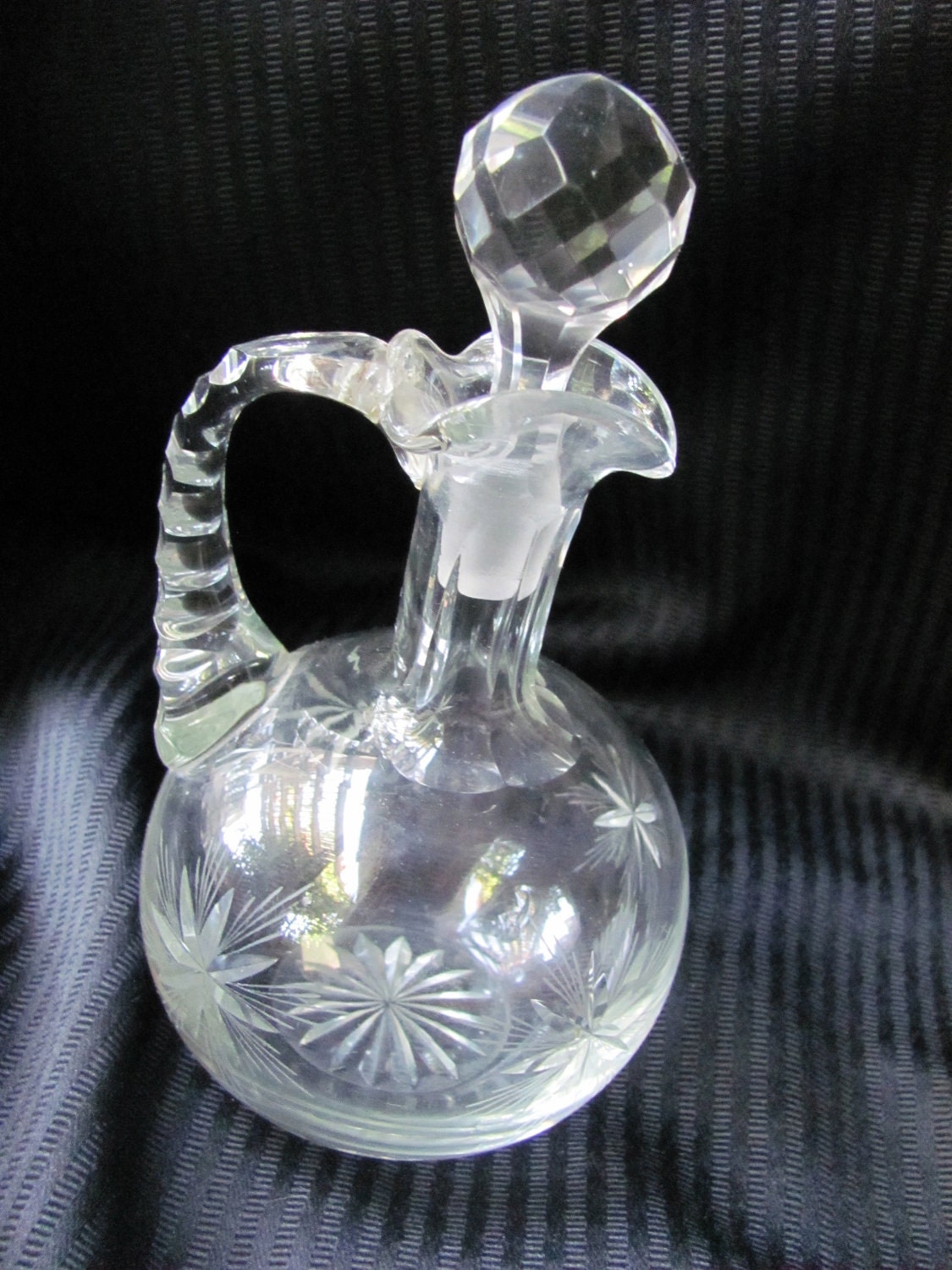 Antique Clear Cut Leaded Glass Crystal Cruet by LuvMeTwoTimes