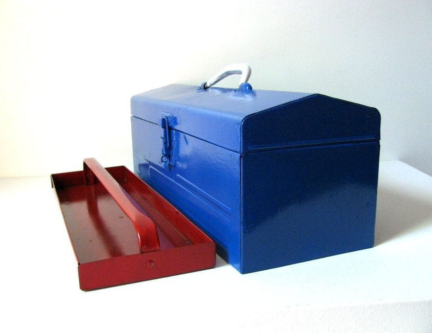 Vintage Industrial Patriotic Themed Tool Box