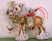 Reindeer Christmas Decoration Paper Doll Digital Download Collage Sheet - Printable Vintage Altered Art For Paper Crafts, Ornaments XP2X