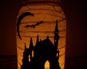 Grungy Primitive Halloween Haunted House Lantern