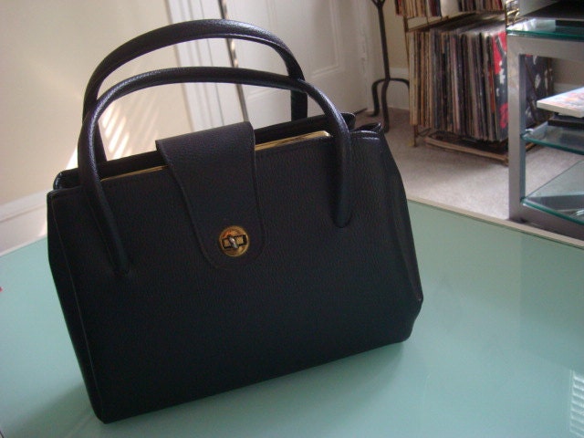 Vintage 1950s Granada, USA Black 5 Pocket Frame Bag