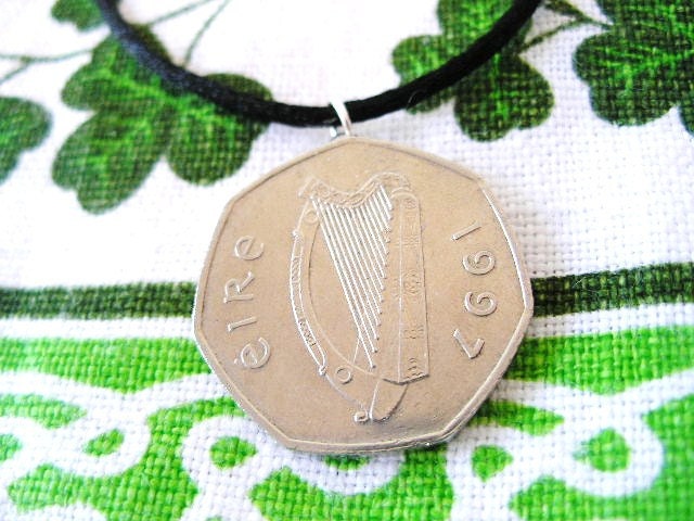 Irish Coin Birth Year Necklace/1997 50  Pence