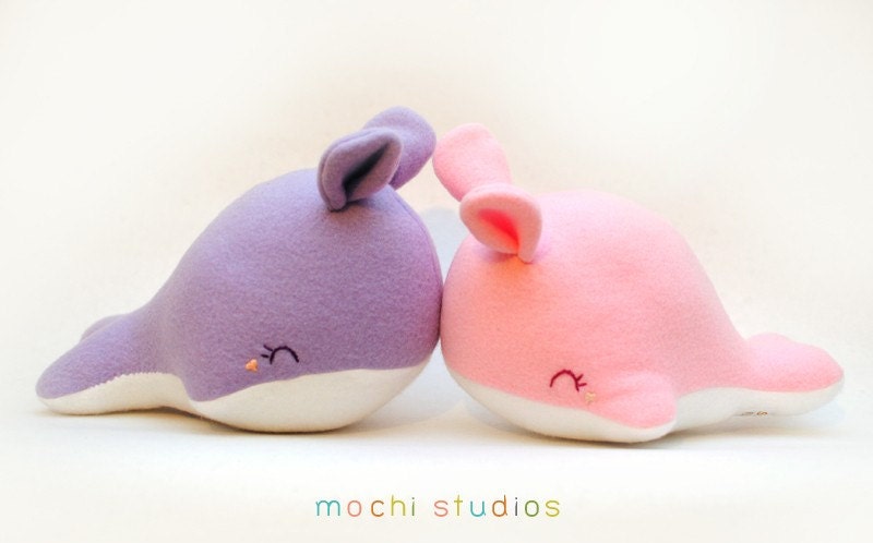 Pink or Purple Bunny Whale Plush