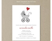 balloon baby buggy : baby shower invitation set