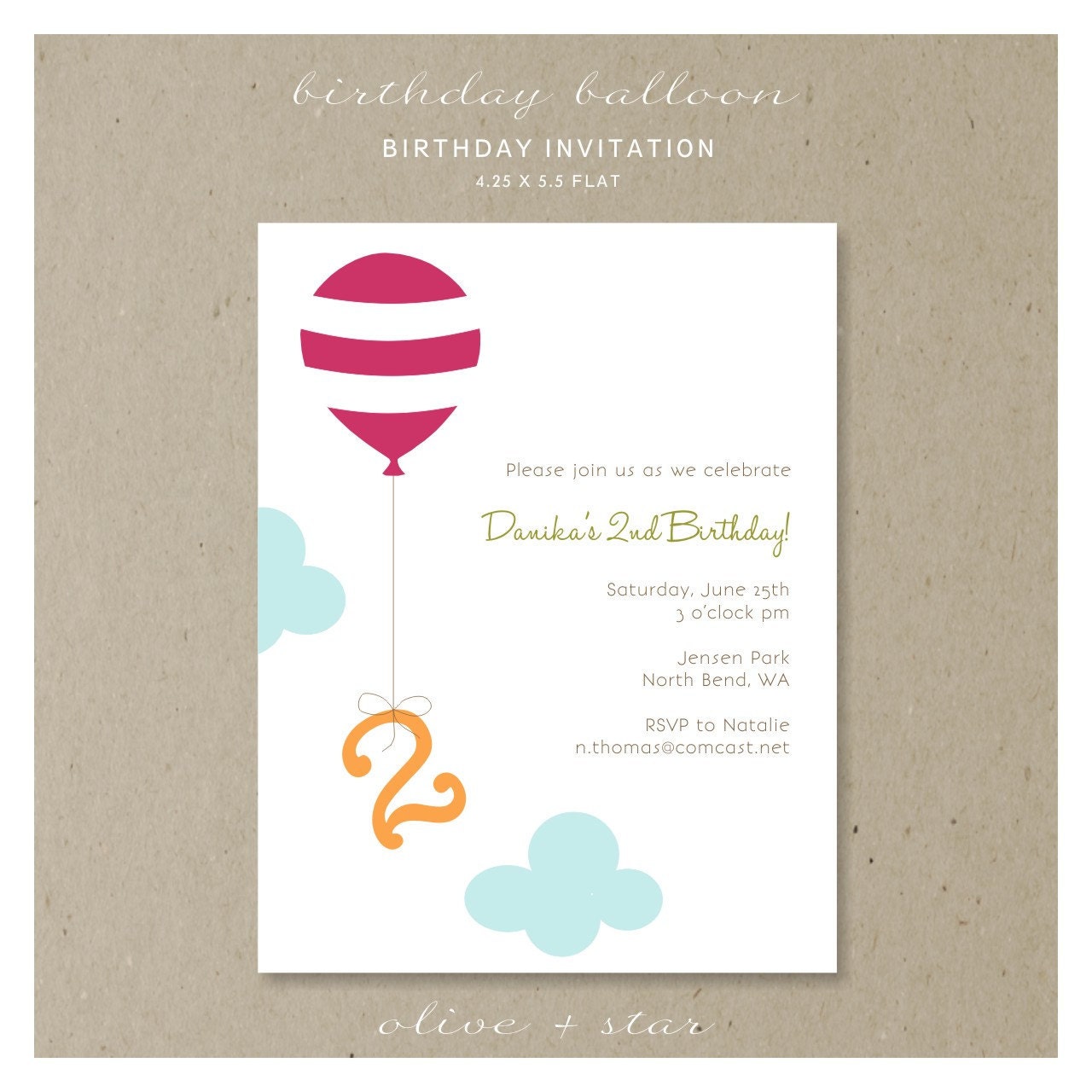 birthday balloon : birthday invitation set