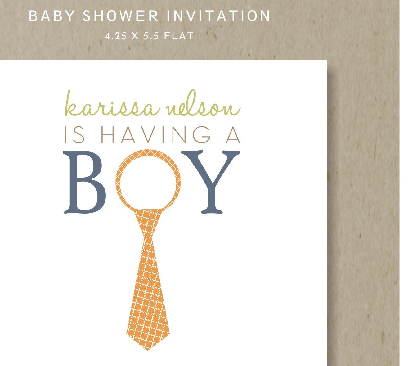 neck tie : baby shower invitation set