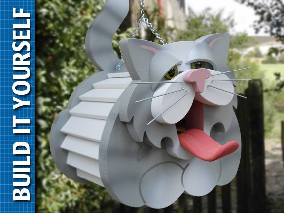 Cat Birdhouse 3-Page Plan with Templates