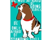 Basset Hound  Art Dog Print Wall Decor 5 x 7 Chinese Proverb