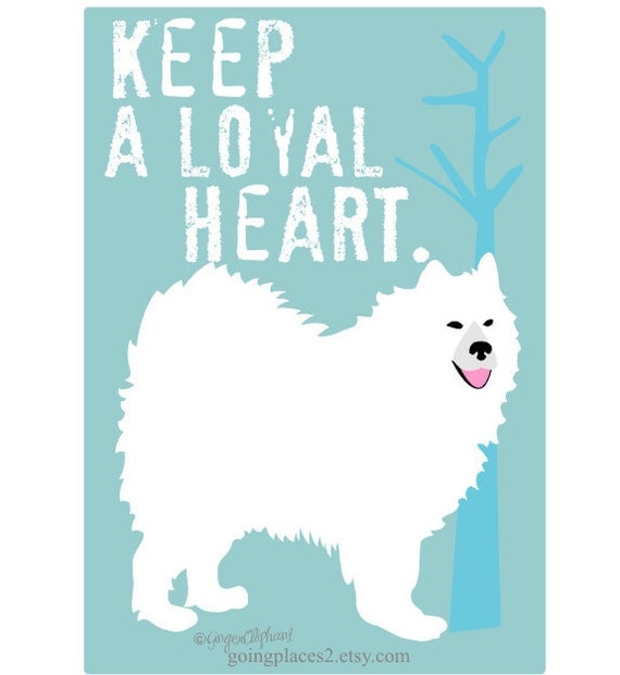 Samoyed Husky Dog Art Print Wall Decor Poster Matted to fit 8 x 10 frame