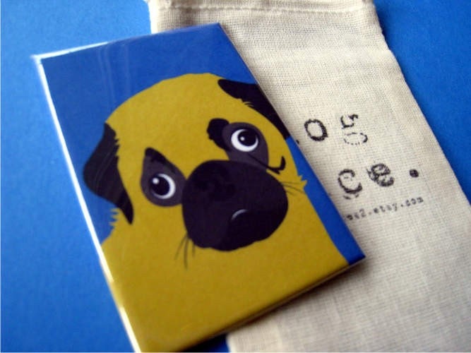 Pug Dog Face Pocket Mirror 2 x 3 includes Gift Bag