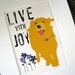 Golden Retriever Dog Art Print Wall Decor Live With Joy Inspirational Message
