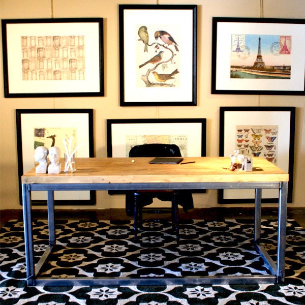 Modern Reclaimed Wood and Steel Desk