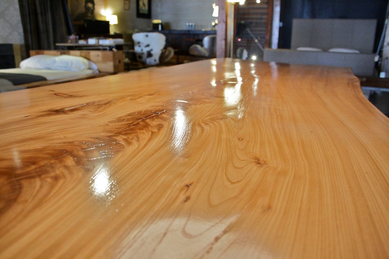 Live Edge Reclaimed Wood Dining Table - White Elm