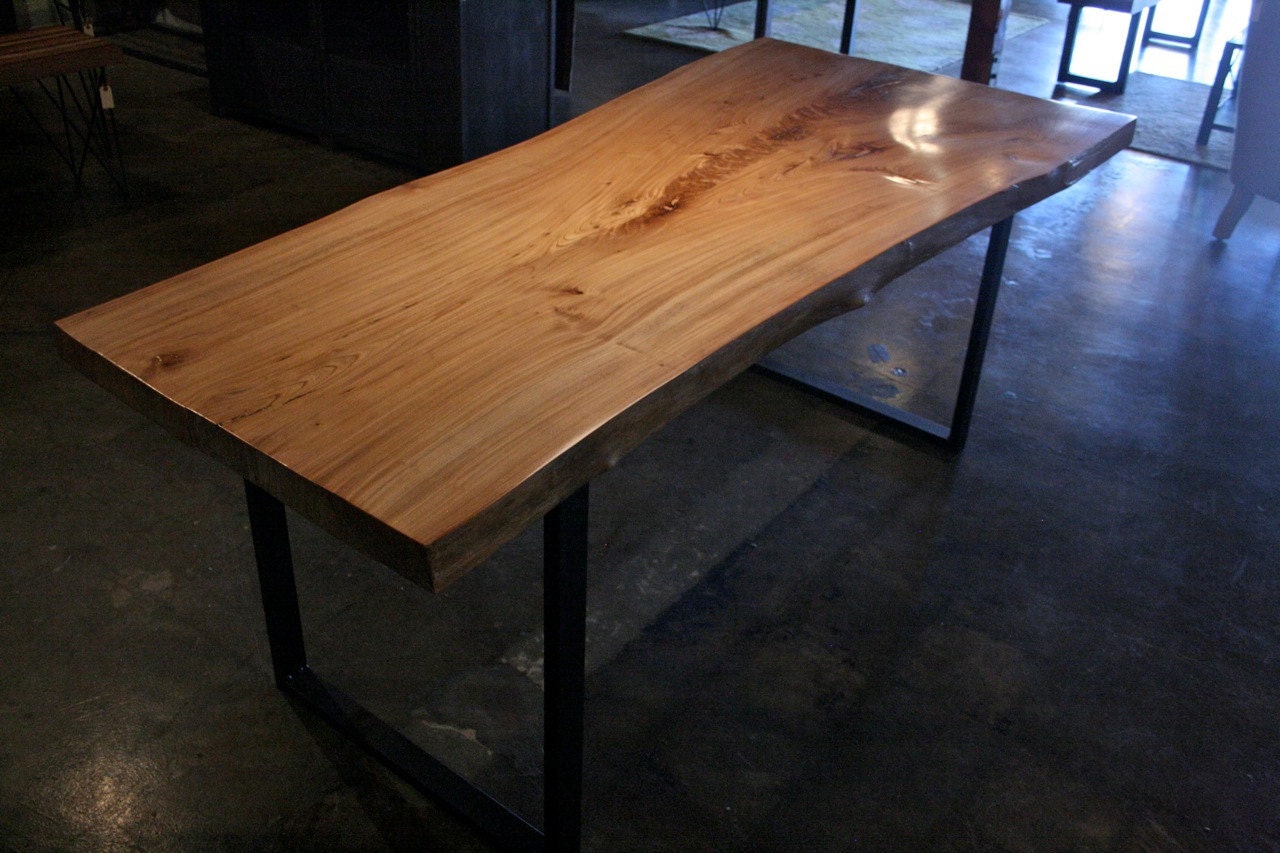 Live Edge Reclaimed Wood Dining Table - White Elm